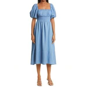 Jason Wu Puff Sleeve Chambray Dress Size 6